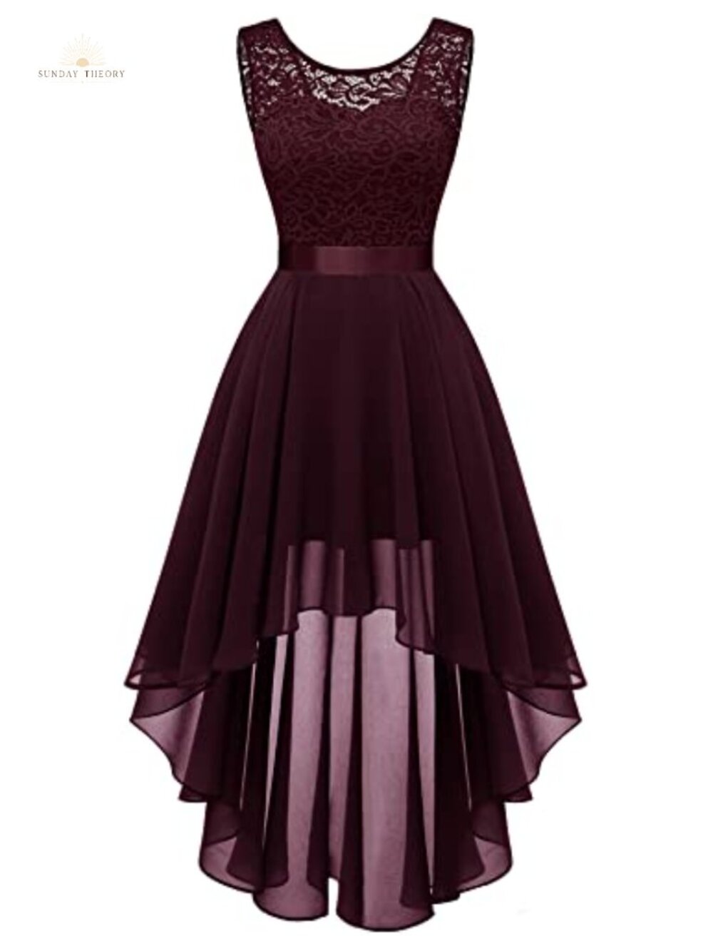 BeryLove Hi Low Lace Chiffon Formal Cocktail Wedding Guest Dress